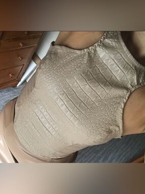 Missguided Beige Faux-Croc Crop Top
